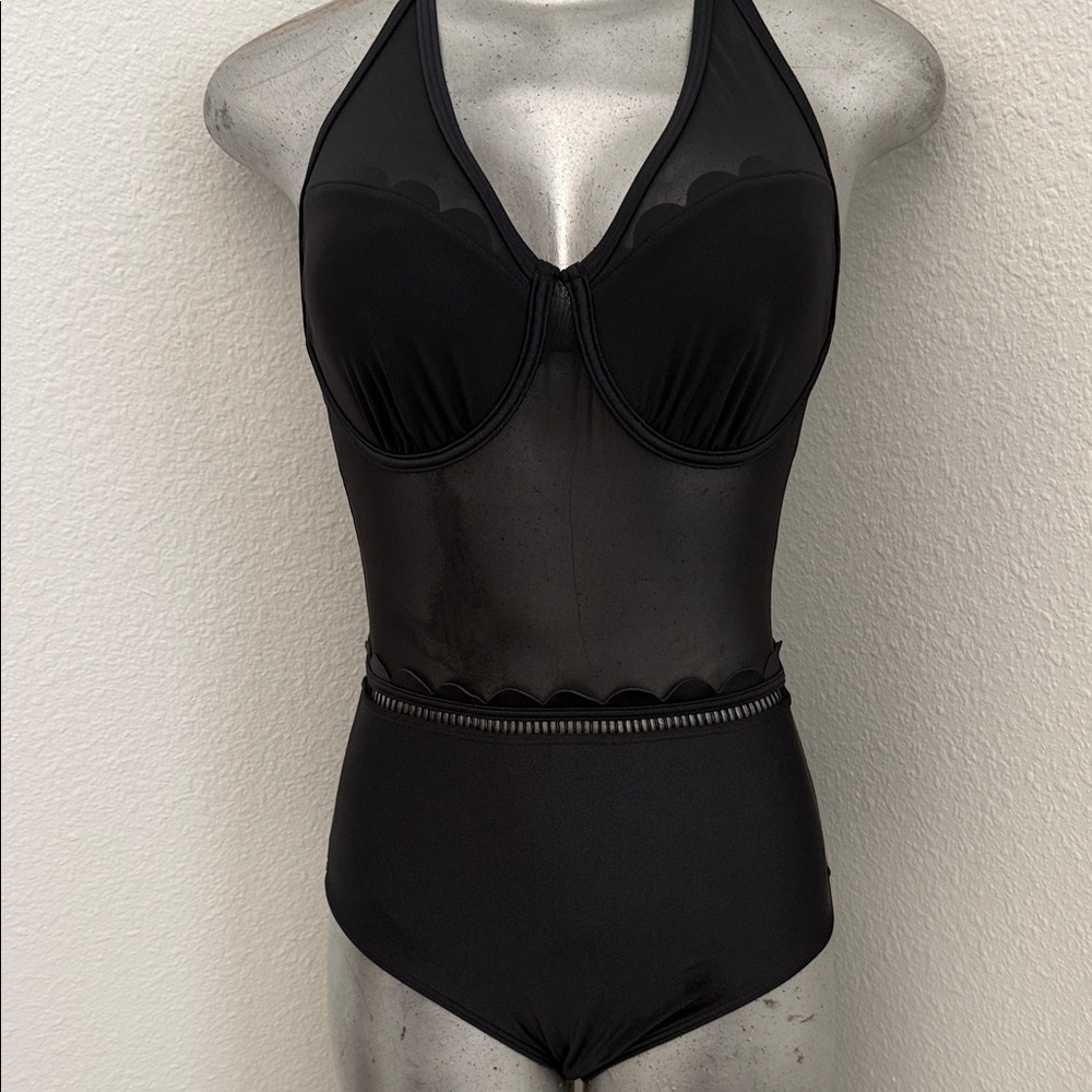 NWT Ted Baker Black Swimsuit with Rose Gold Accents New S 34DD/E swim